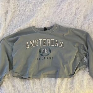 Gray Long Sleeve Crop Top